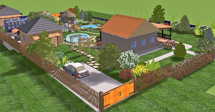 Дизайн участка загородного 10 соток фото с домом и огородом фото