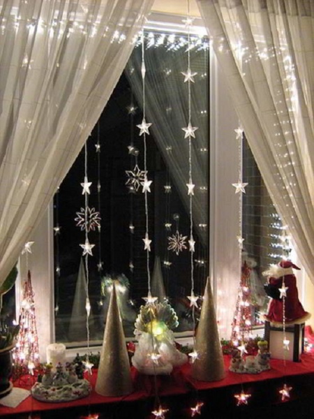 Новогодние украшения на окна (76 фото)
