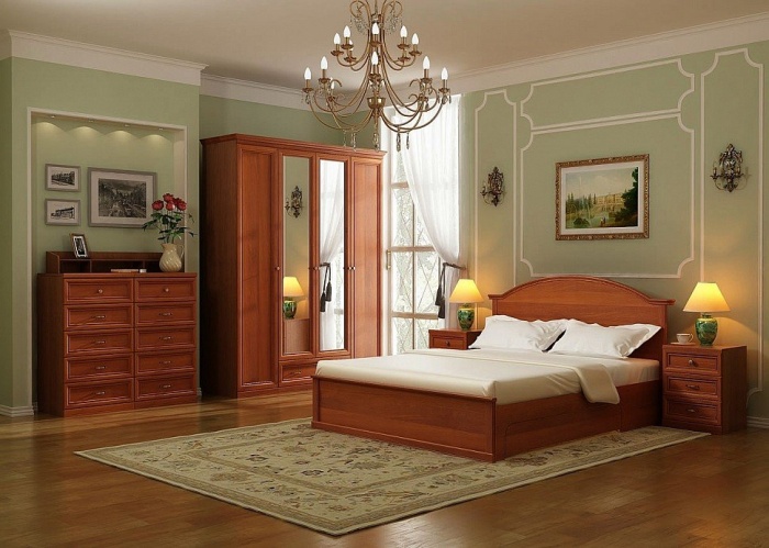 Мебель цвета орех в современной спальне: особенности интерьера