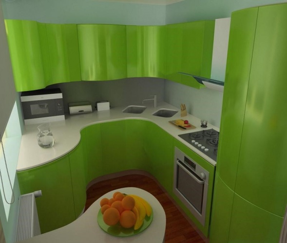 Бело Зеленая Кухня Интерьер Фото