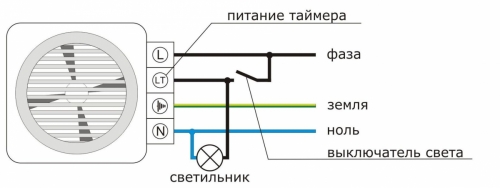 схема вентилятора с источником освещения