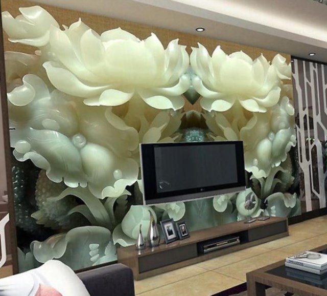  3d large bespoke floral wallpaper for the walls of the living room