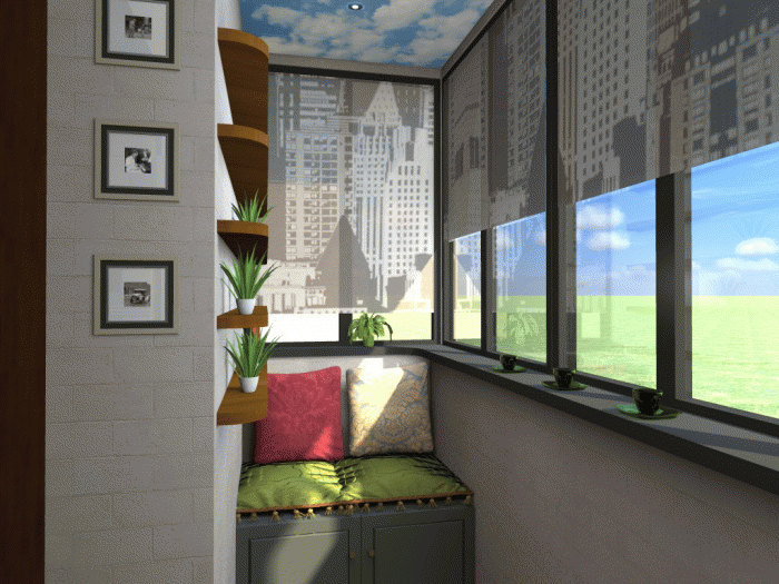 Дизайн балкона без оконного блока