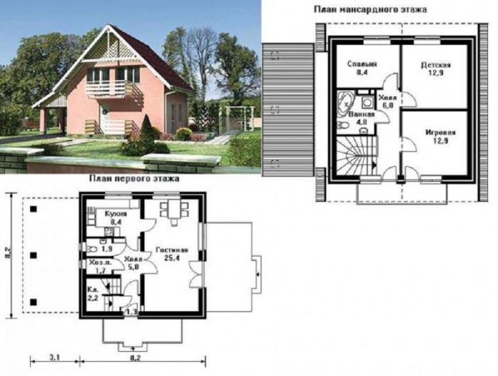 Проекты домов из газобетона до 150 кв м с мансардой чертежи и фото бесплатно