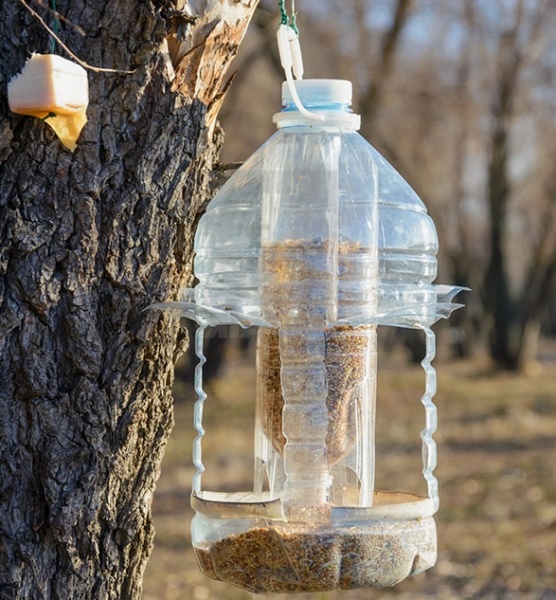 Кормушка для птиц из пластиковой бутылки- идеи и советы по изготовлению