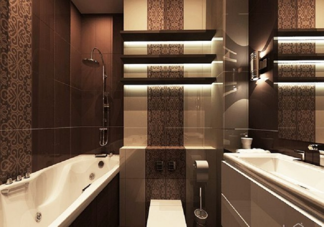 Дизайн темной ванной комнаты
