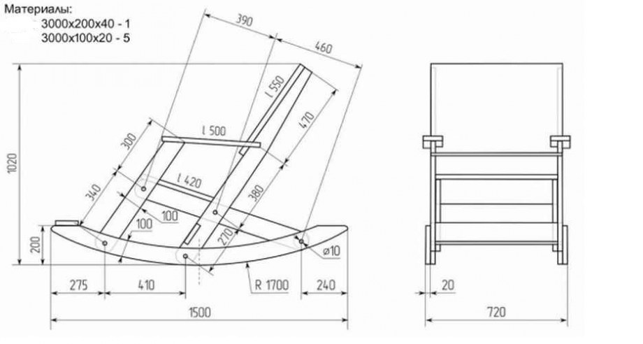 Кресло качалка из фанеры чертежи для изготовления своими руками