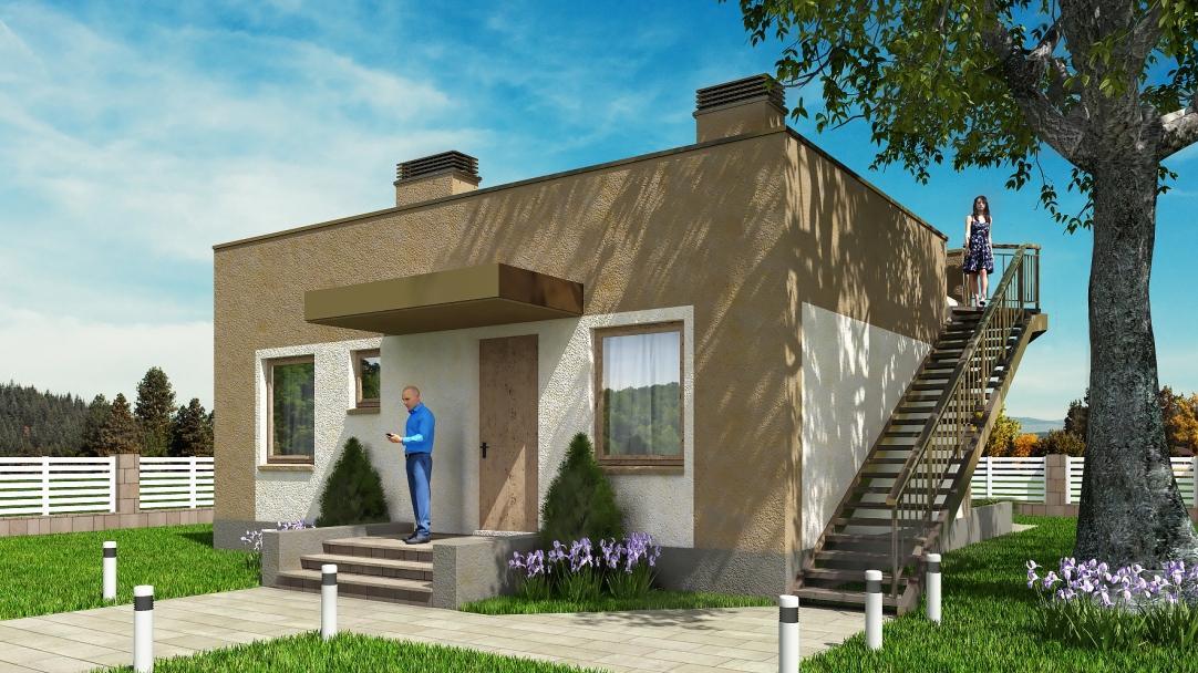 Проект одноэтажного дома с террасой и гаражом и 3 спальнями и кабинетом