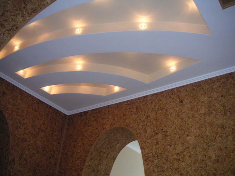Потолки из гипсокартона с подсветкой для спальни в современном стиле