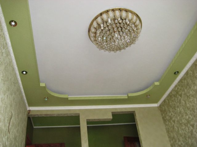 Двухуровневые потолки из гипсокартона (75 фото)