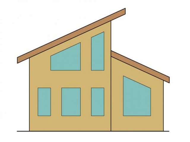 Двухэтажный дом с односкатной крышей: проекты и фото
