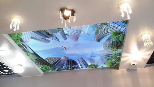 Натяжные потолки 3D: для какого интерьера подходят, виды и фото