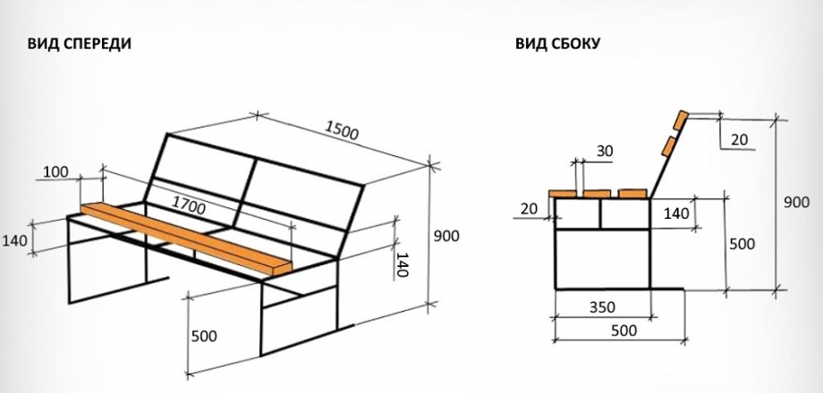 Скамейка сварить самостоятельно чертеж