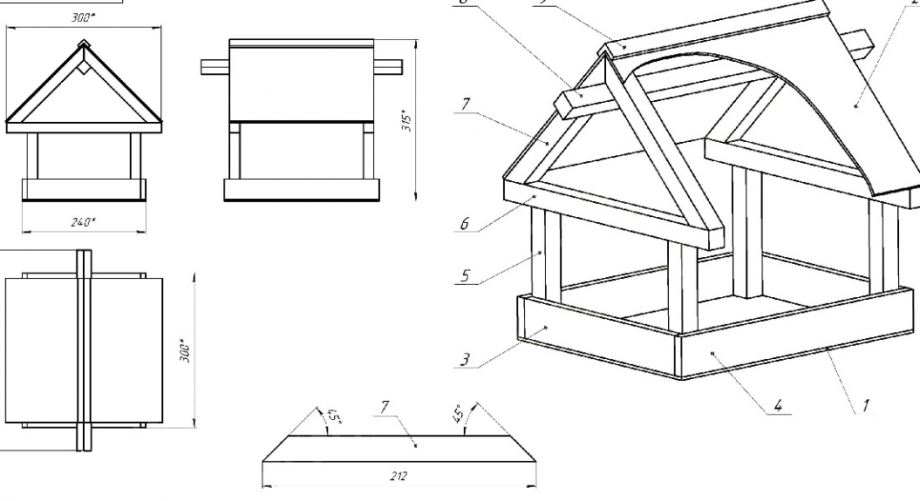 Чертеж для кормушки