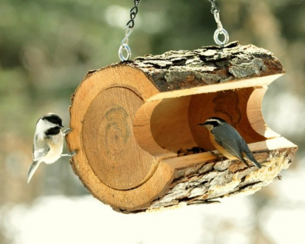 Как сделать кормушки для птиц из дерева своими руками