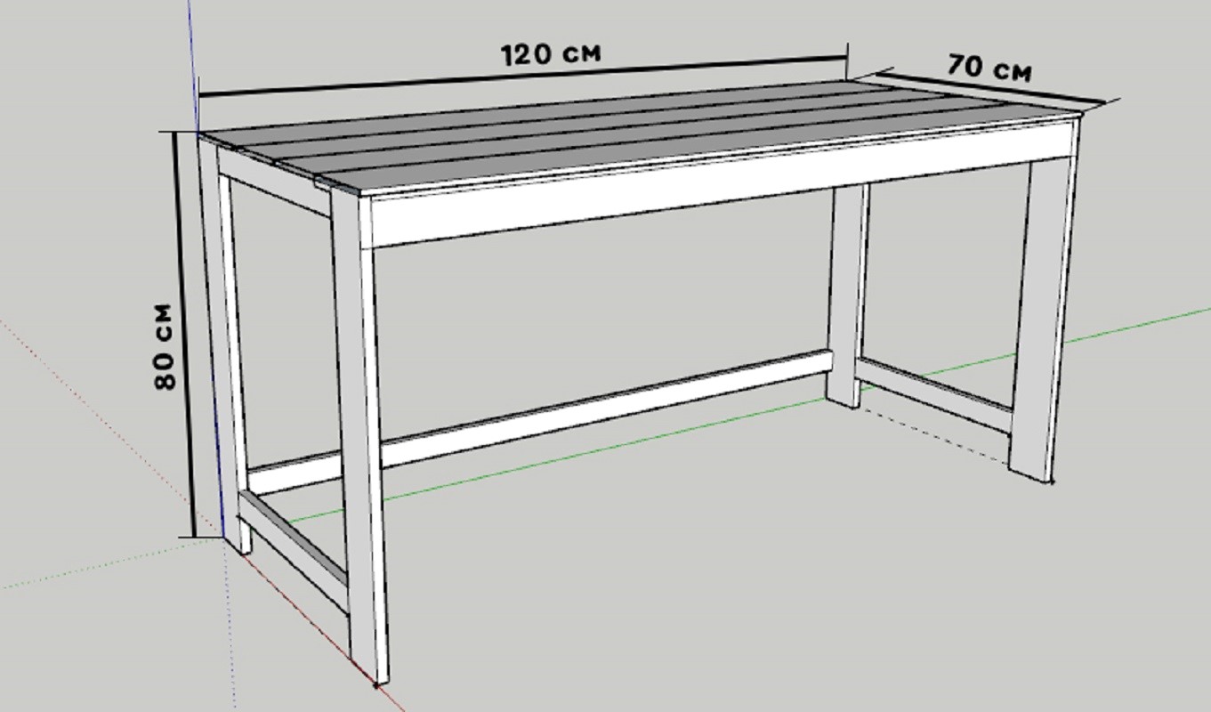 Чертеж стола для дачи