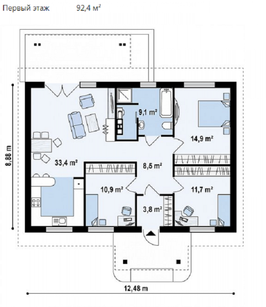 Проект одноэтажного дома 10 12